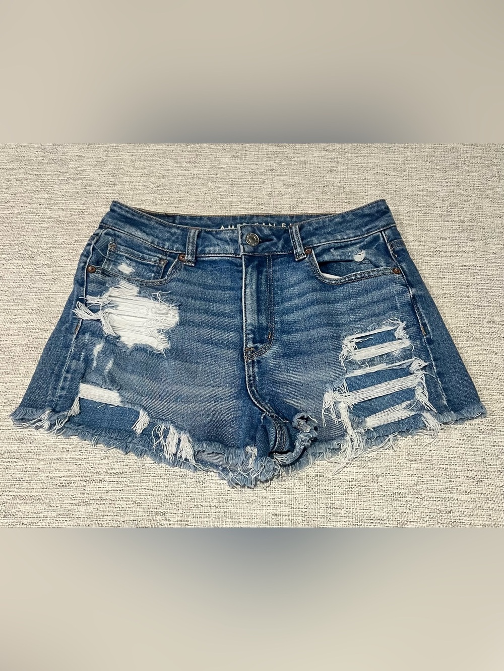 American Eagle Outfitters Distressed Dark Blue Denim Jean Shorts